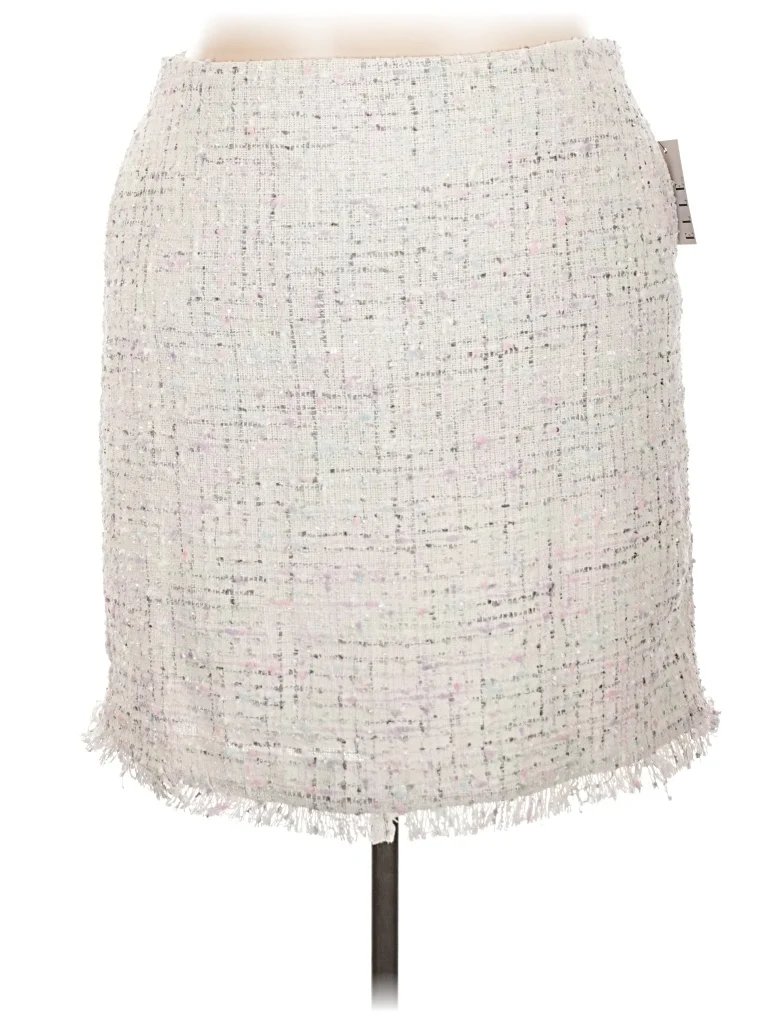 Elle Casual Skirt: Gray Tweed Pattern Bottoms - Size 18
