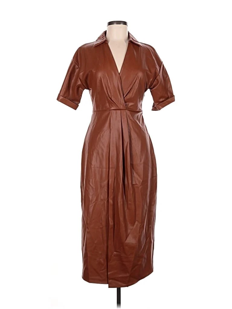 Zara Casual Dress - Wrap: Brown Dresses - Used - Size Small