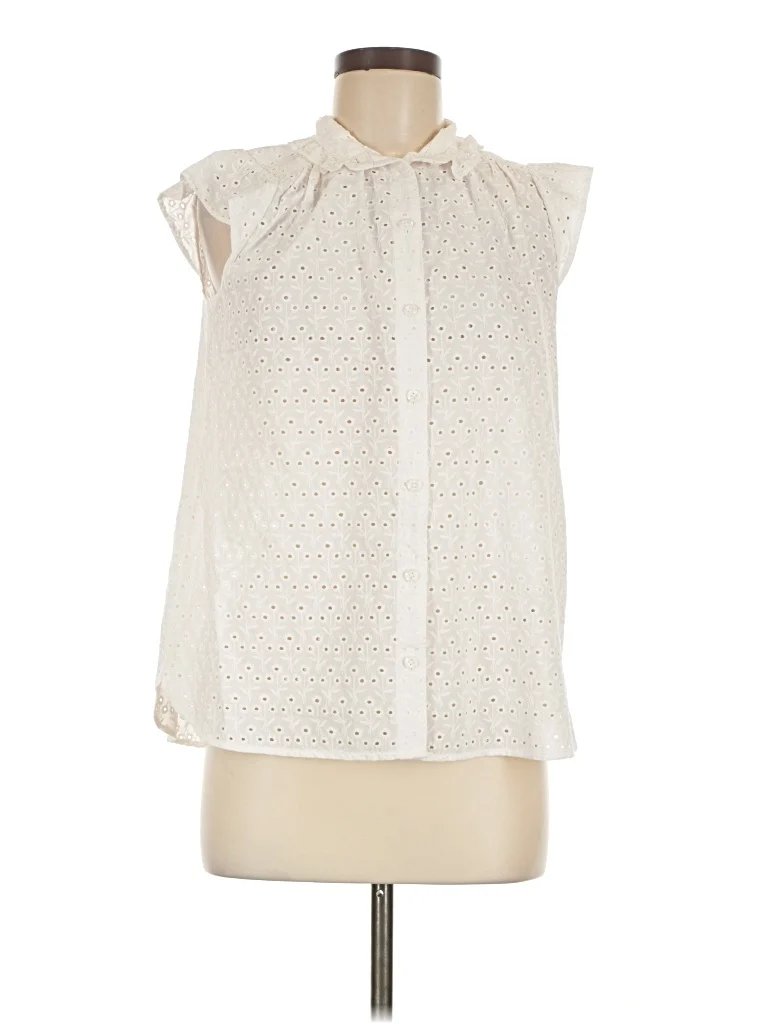 Brooks Brothers Sleeveless Blouse: Ivory Tops - Size 6