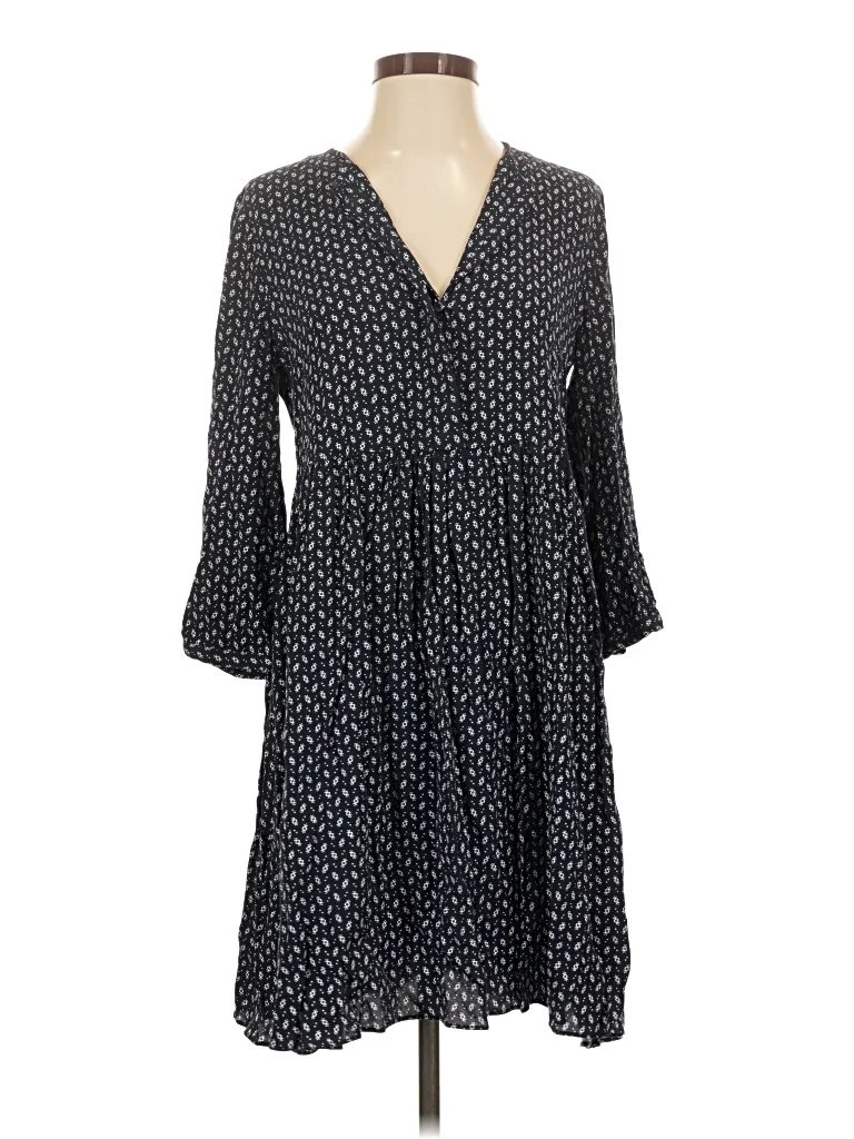 Jigsaw Casual Dress - Popover: Black Polka Dots Pattern Dresses - New - Size 2