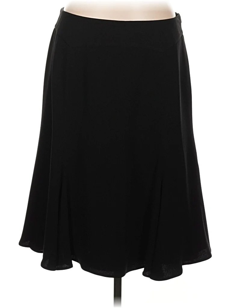 Giorgio Armani Silk Skirt: Black Solid Pattern Bottoms - Size 46