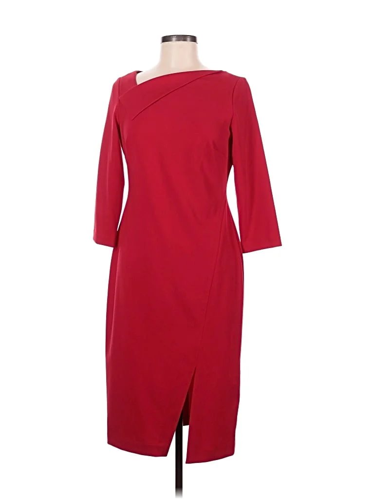 Calvin Klein Cocktail Dress: Burgundy Solid Pattern Dresses - Size 6