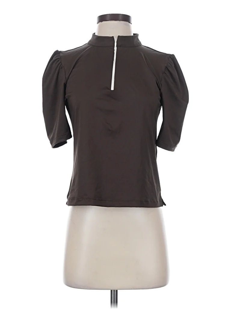 Byrdie Golf Social Wear Short Sleeve Turtleneck: Brown Tops - Size Small