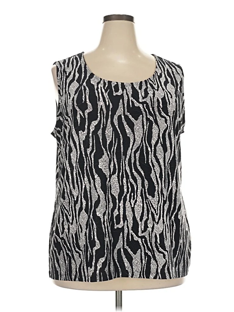 JM Collection Sleeveless Blouse: Silver Tops - Size 3X