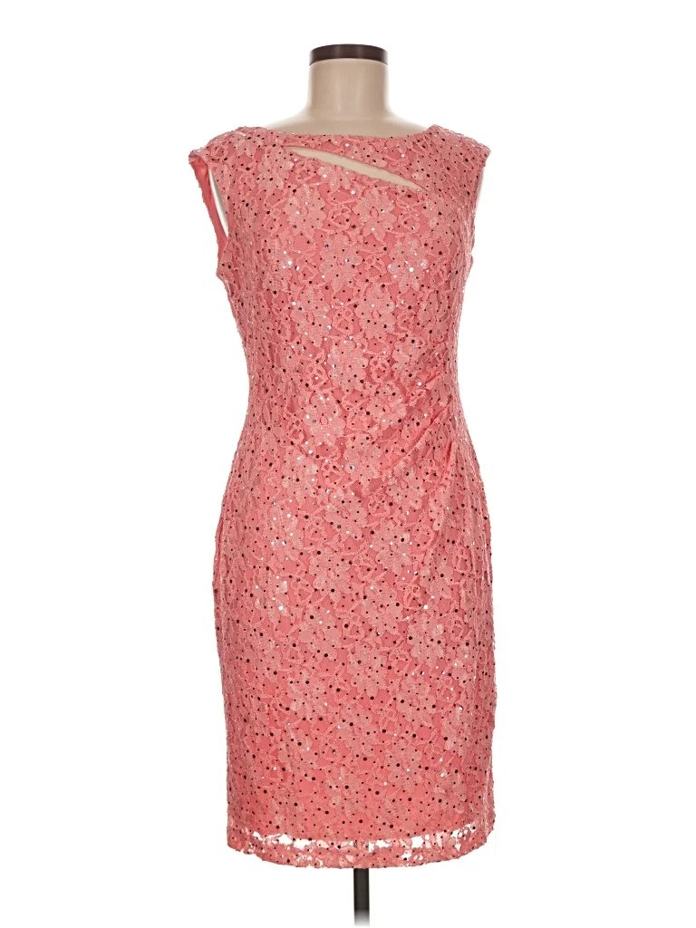 Connected Apparel Cocktail Dress - Sheath: Red Dresses - New - Size 6 Petite
