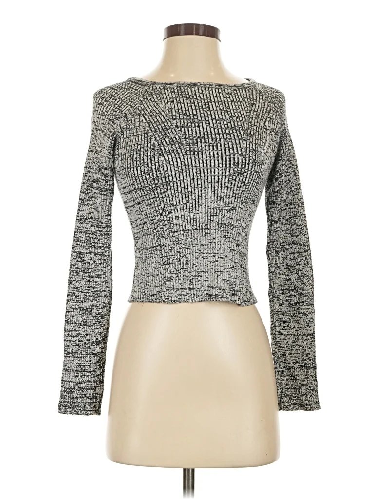 Rachel Comey Pullover Sweater: Gray Tweed Pattern Tops - Size Small