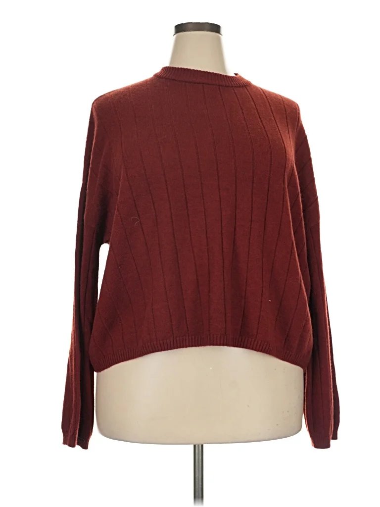 HAVVA Pullover Sweater: Burgundy Tops - Size 3X