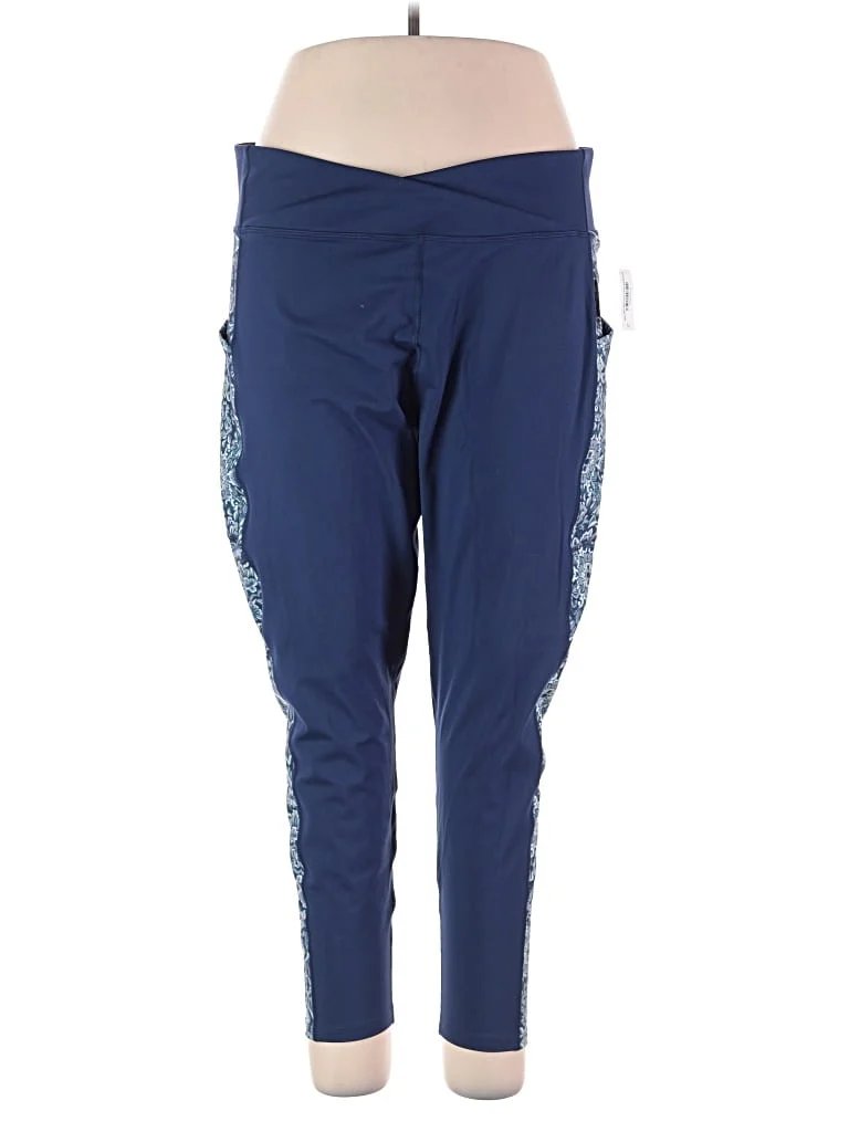 Adore Me Active Pants - Mid/Reg Rise: Blue Activewear - Size 3X