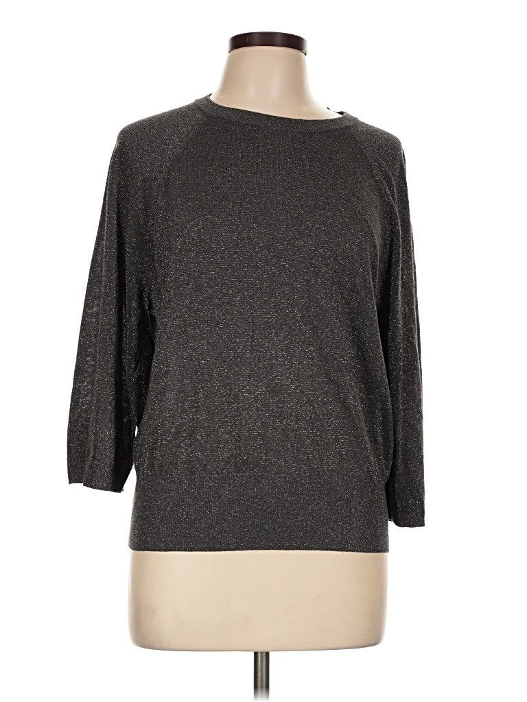 URLAZH 3/4 Sleeve Top Gray Boatneck Tops - Used - Size Large