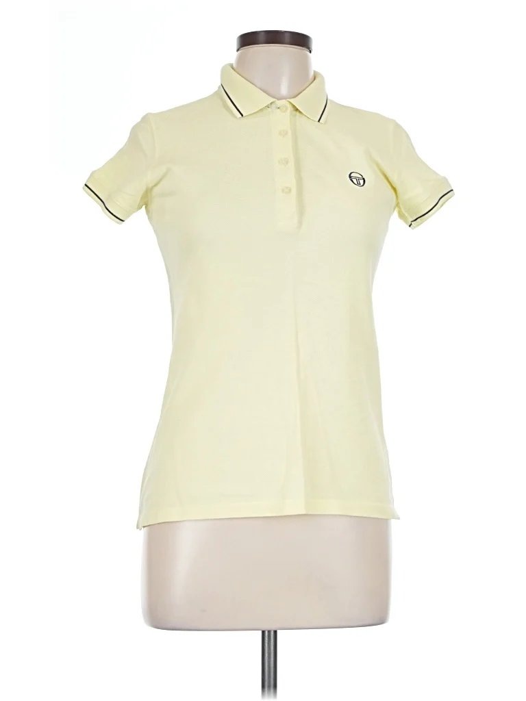 Sergio Tacchini Short Sleeve Top Yellow Collared Neckline Tops - Used - Size Large