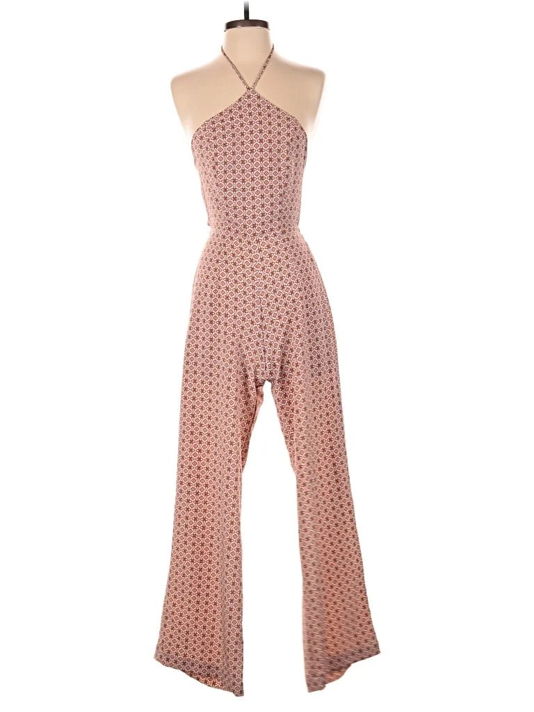 Sur La Cote Jumpsuit: Orange Hearts Pattern Jumpsuits - Size X-Small