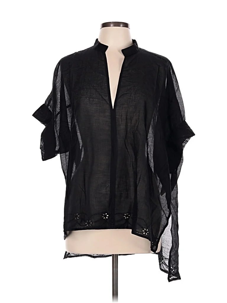 Sand Cloud Short Sleeve Blouse: Black Tops - Size Large