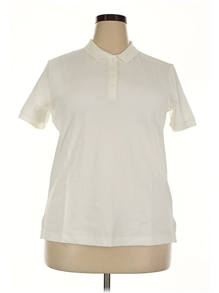 Lands' End Short Sleeve Blouse: Ivory Tops - Size 18