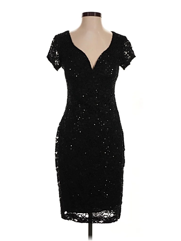 Connected Apparel Cocktail Dress: Black Stars Pattern Dresses - New - Size 4