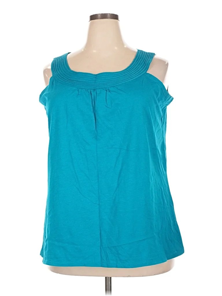 Avenue Sleeveless Blouse: Teal Tops - Size 22 Plus