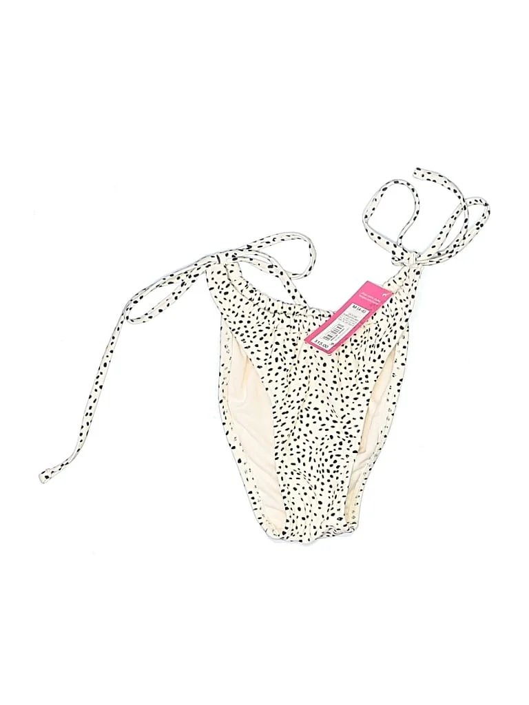 Xhilaration Swimsuit Bottoms: Ivory Polka Dots Pattern Swimwear - Size Medium