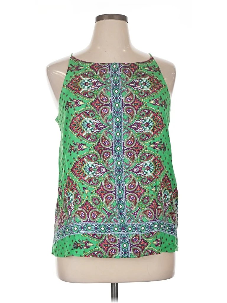 verse Sleeveless Blouse: Green Tops - Size X-Large
