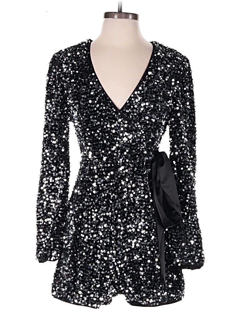 Extro&Vert Cocktail Dress: Black Stars Pattern Dresses - New - Size Small
