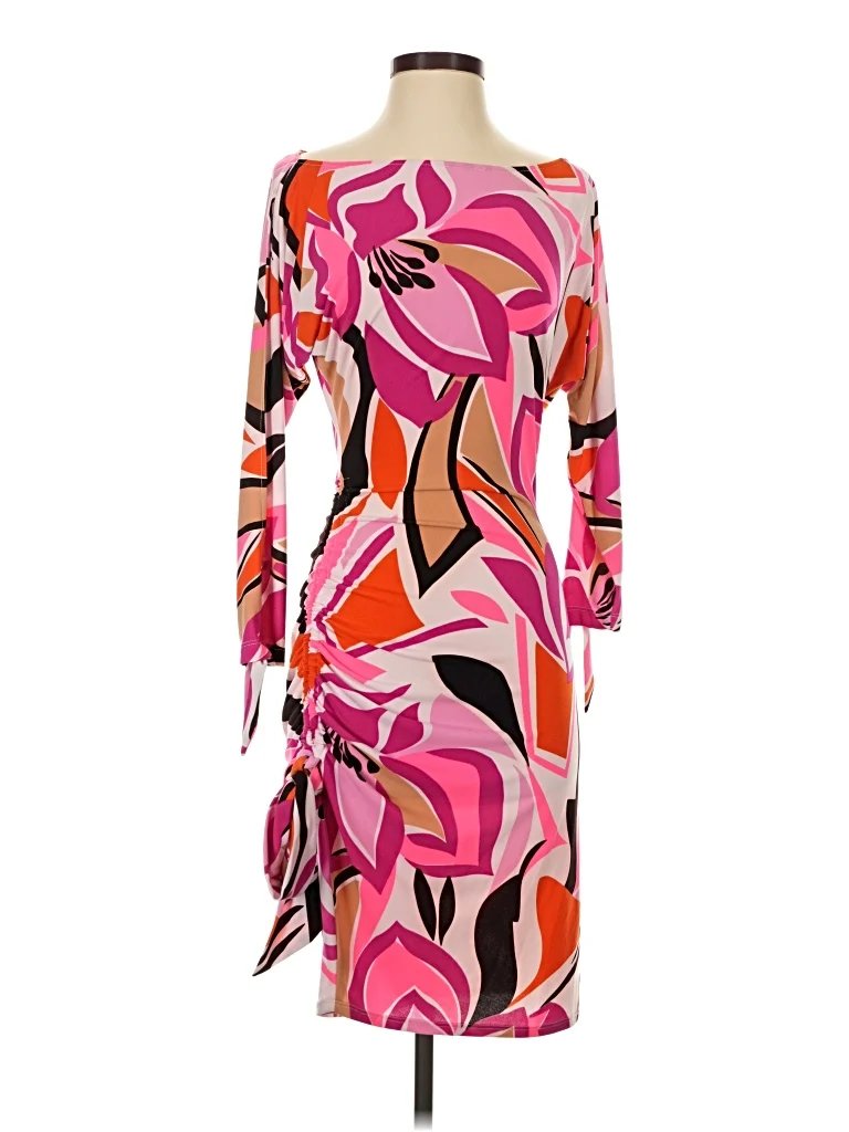 Cache Cocktail Dress - Wrap: Pink Print Pattern Dresses - Used - Size X-Small