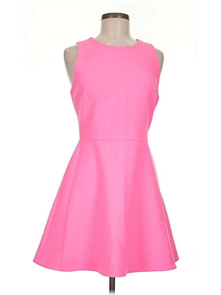 Elizabeth and James Cocktail Dress - Fit & Flare: Pink Solid Pattern Dresses - Used - Size 8