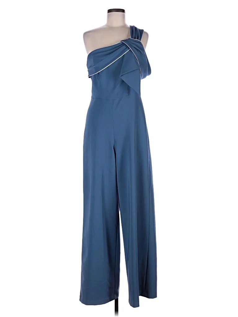 JS Collections Jumpsuit: Blue Solid Pattern Jumpsuits - Size 6