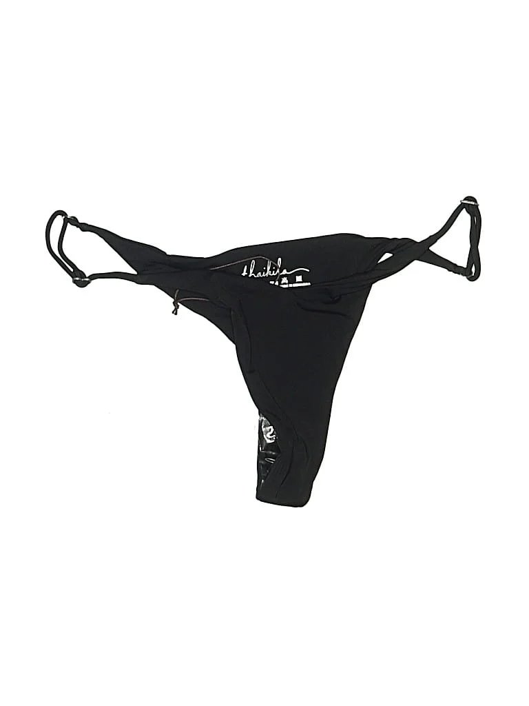 thaikila Swimsuit Bottoms: Black Graphic Pattern Swimwear - Size Small