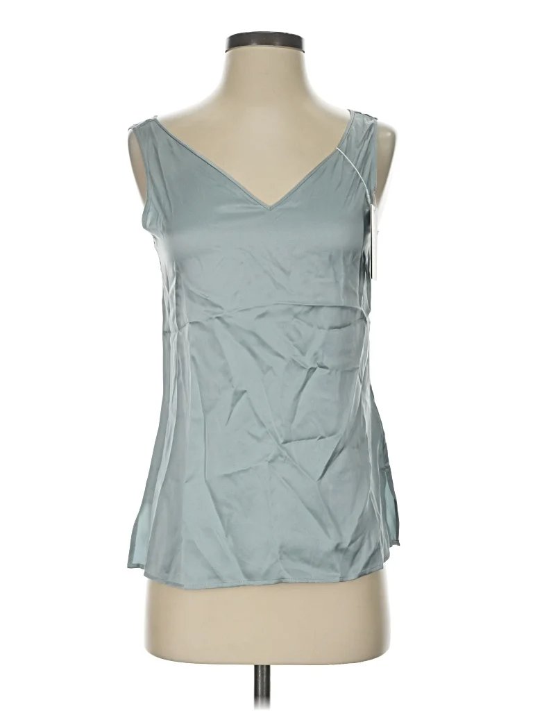 Ravella Sleeveless Silk Top Silver Sweetheart Neckline Tops - New - Size 2X-Small
