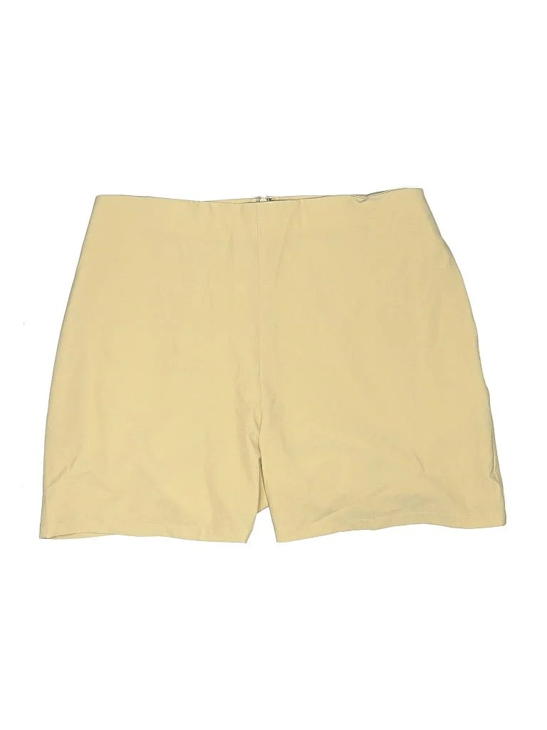 Byrdie Golf Social Wear Khaki Shorts: Yellow Solid Pattern Bottoms - Size Medium