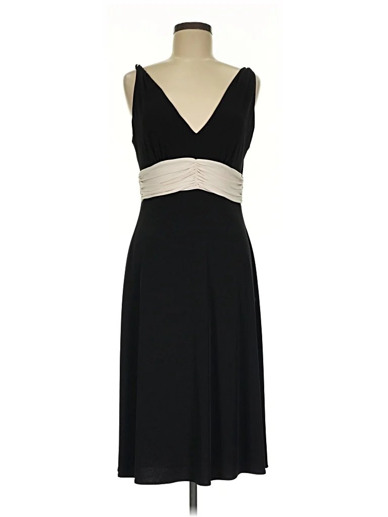 Calvin Klein Cocktail Dress: Black Color Block Pattern Dresses - Size 6