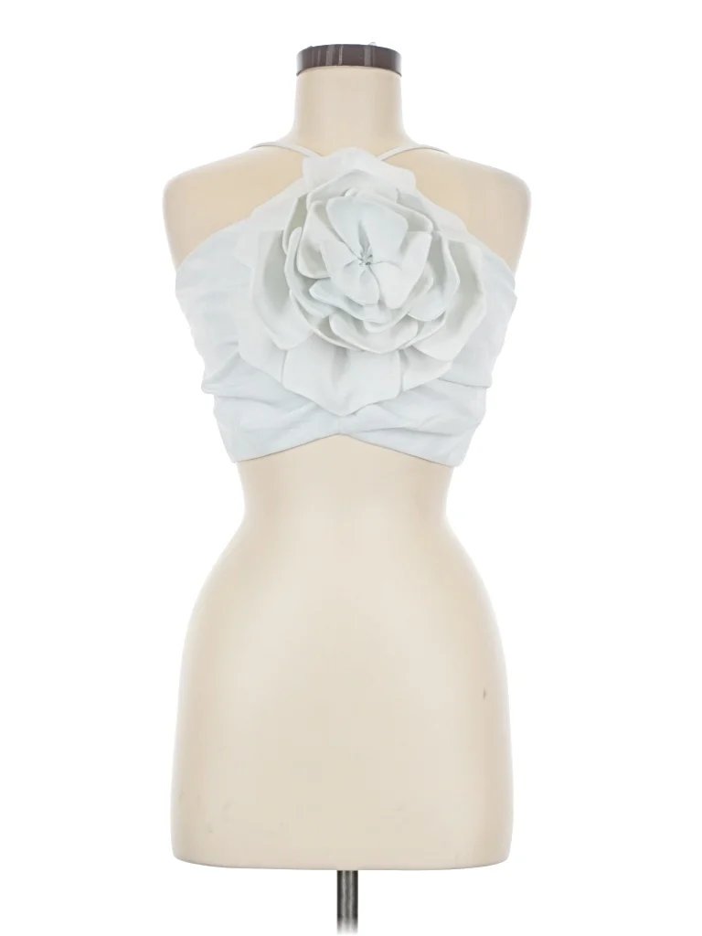 Pippa & Pearl Sleeveless Top Silver Halter Neckline Tops - Used - Size Medium