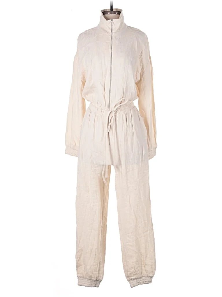 Parentezi Jumpsuit: Ivory Solid Pattern Jumpsuits - Size Small