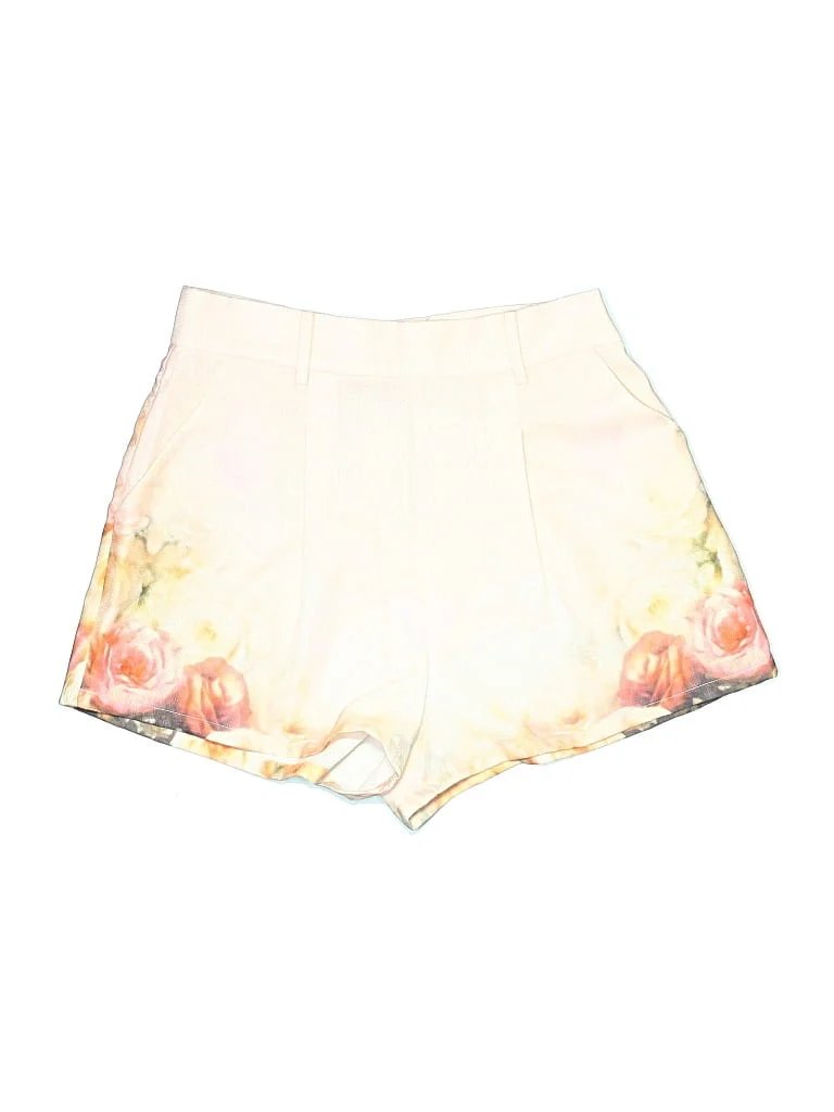 Pippa & Pearl Shorts: Ivory Floral Pattern Bottoms - Size Large