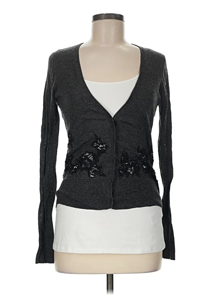 Ann Taylor LOFT Cardigan Sweater: Gray Sweaters & Sweatshirts - Size Medium