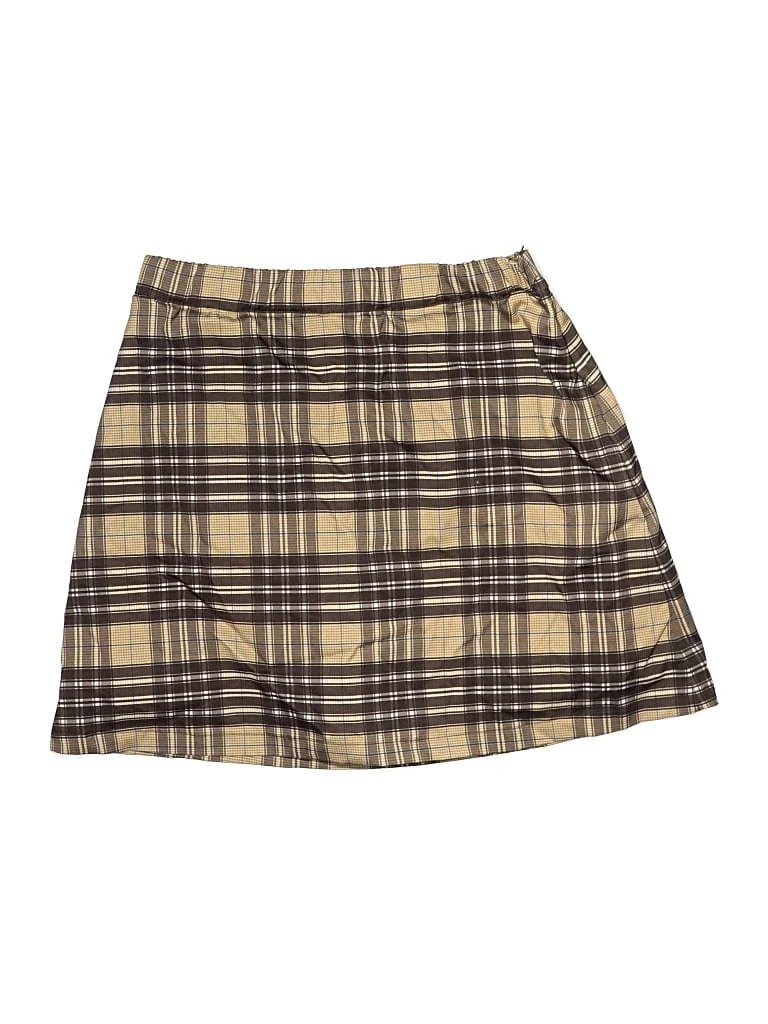 Byrdie Golf Social Wear Skort: Brown Plaid Pattern Bottoms - Size Large