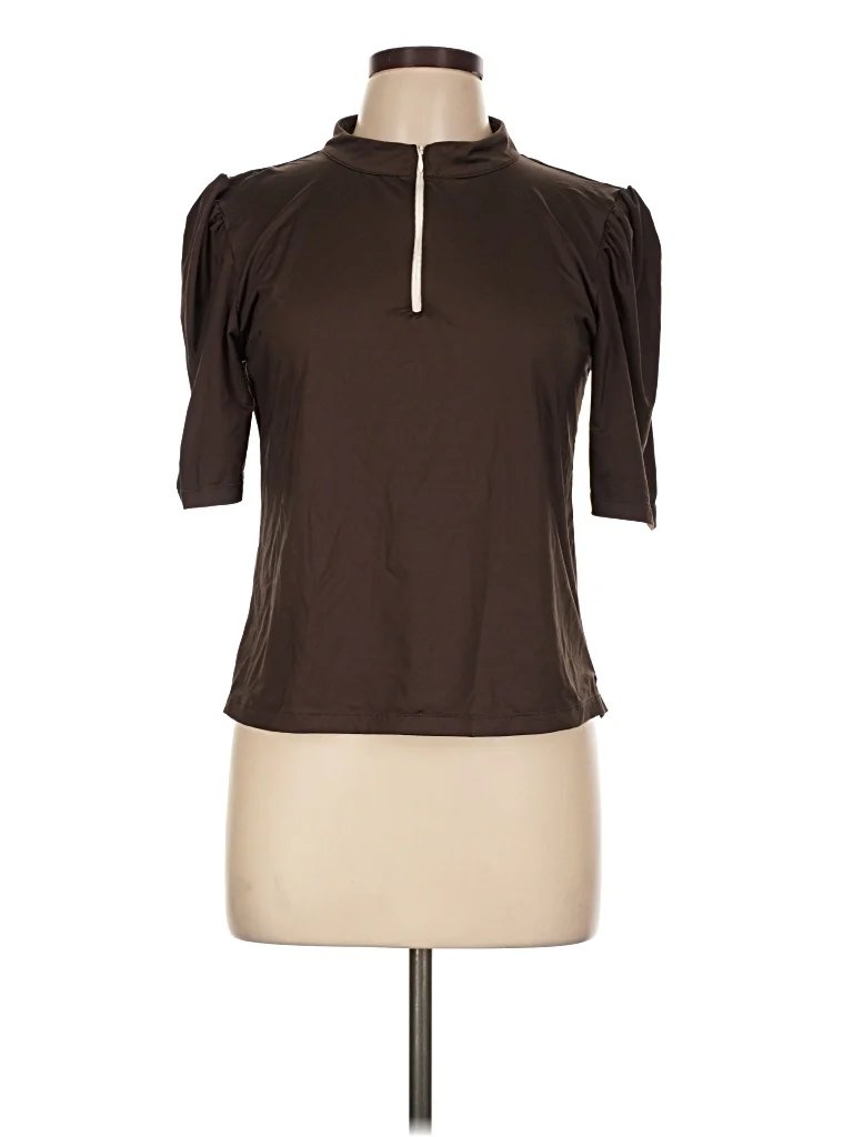 Byrdie Golf Social Wear Short Sleeve Top Brown Keyhole Neckline Tops - Used - Size Large