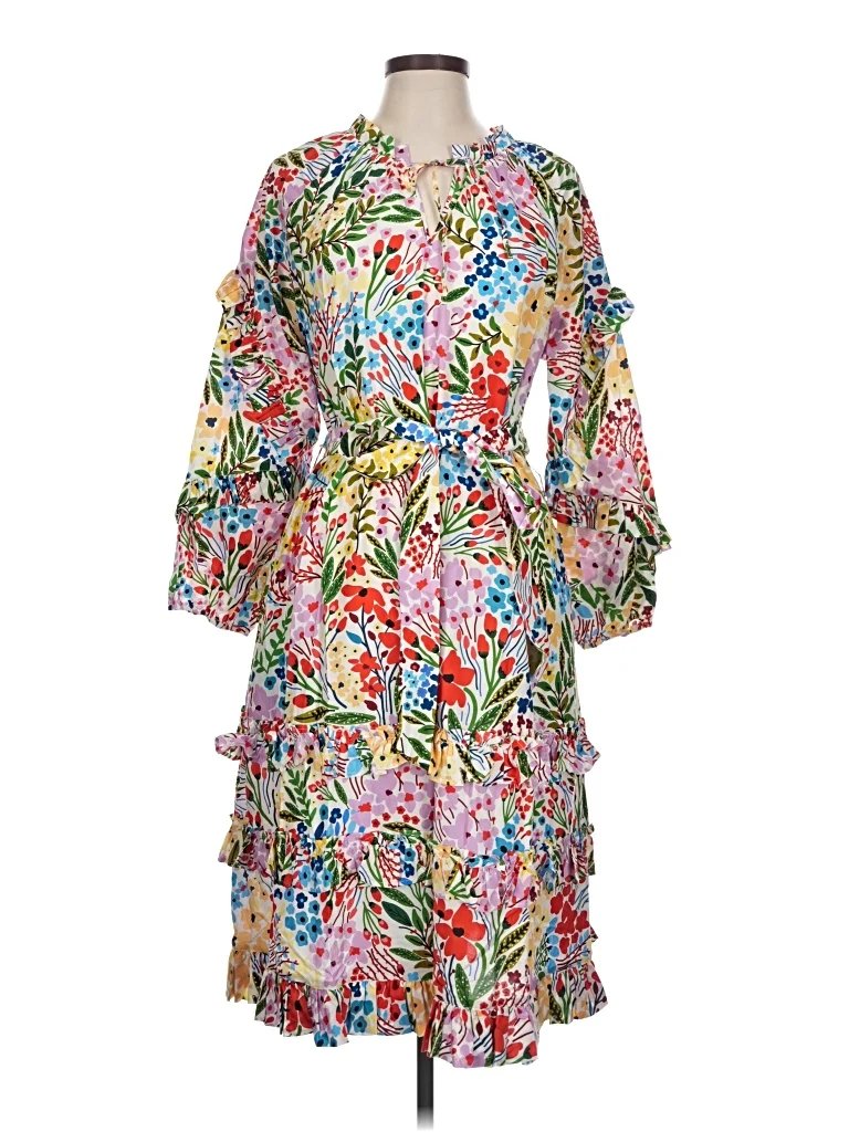 Jessie Zhao New York Cocktail Dress: Pink Print Pattern Dresses - Used - Size Large