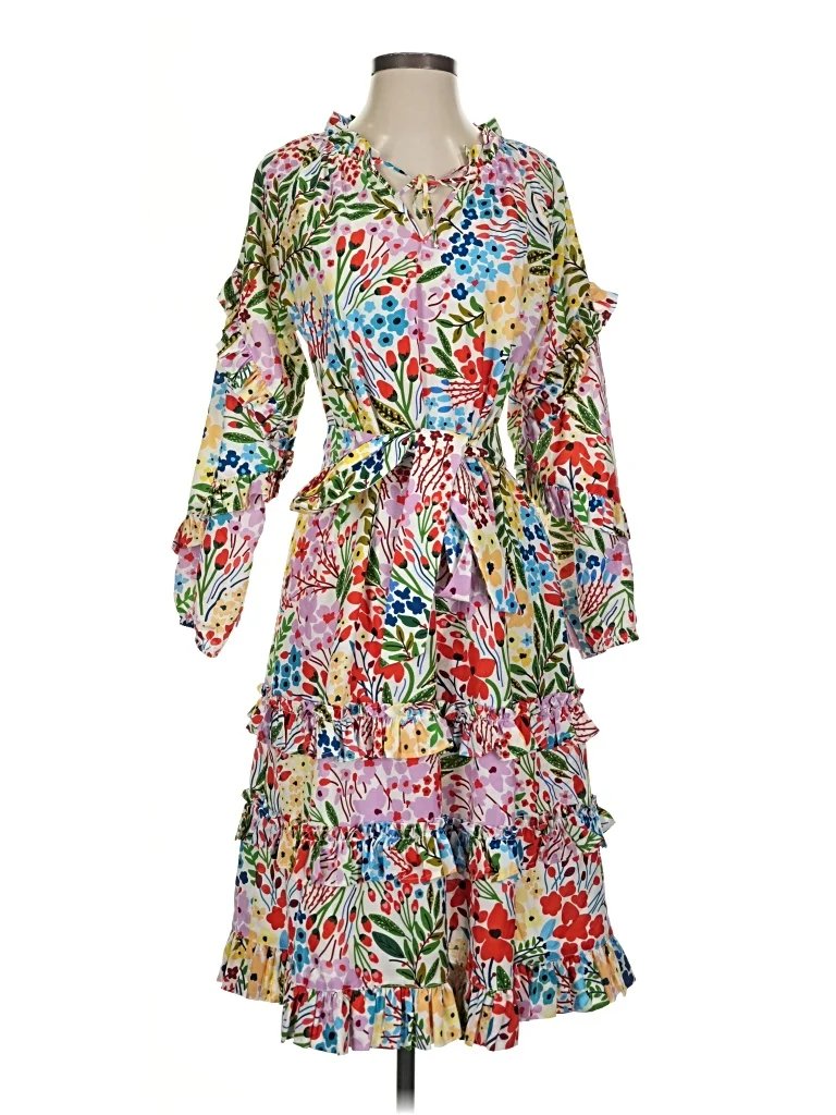 Jessie Zhao New York Casual Dress: Green Print Pattern Dresses - Size Small