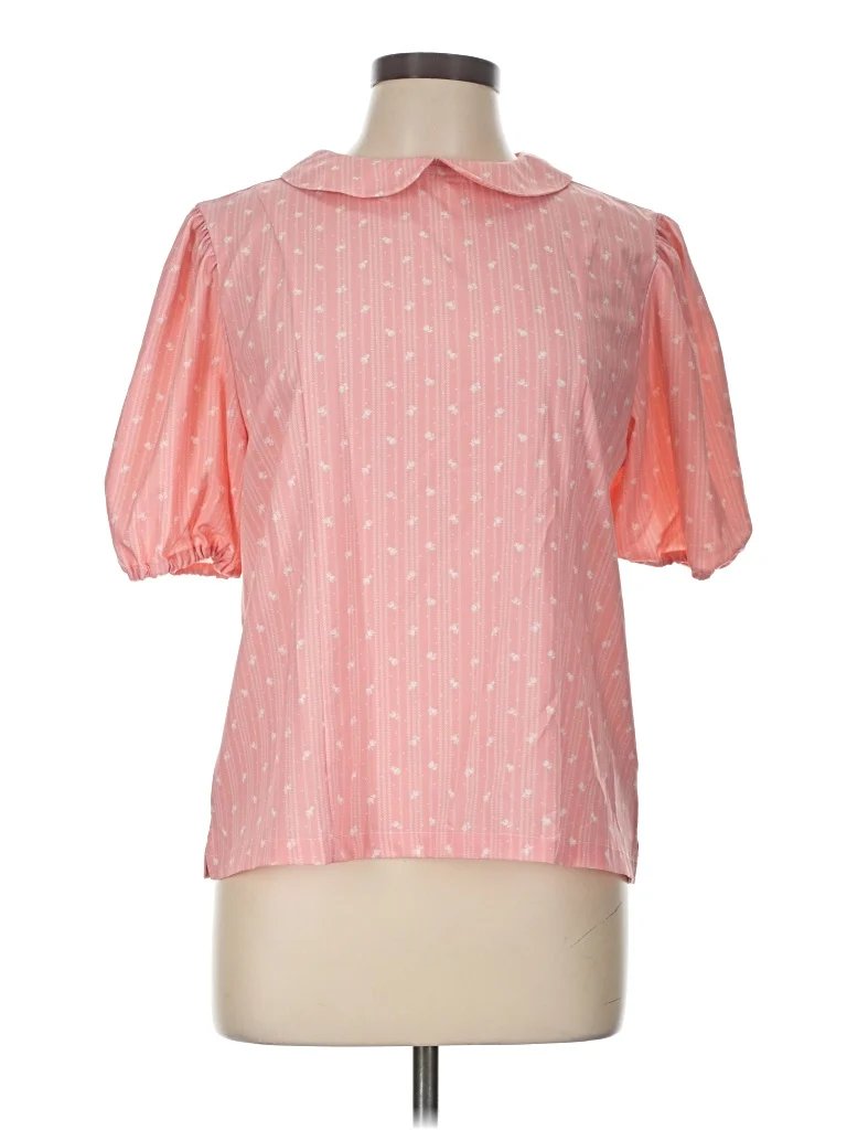 Byrdie Golf Social Wear Short Sleeve Blouse: Pink Tops - Size Large