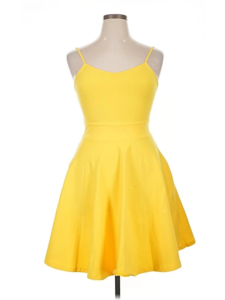 Manners London Cocktail Dress - Fit & Flare: Yellow Solid Pattern Dresses - Used - Size 20