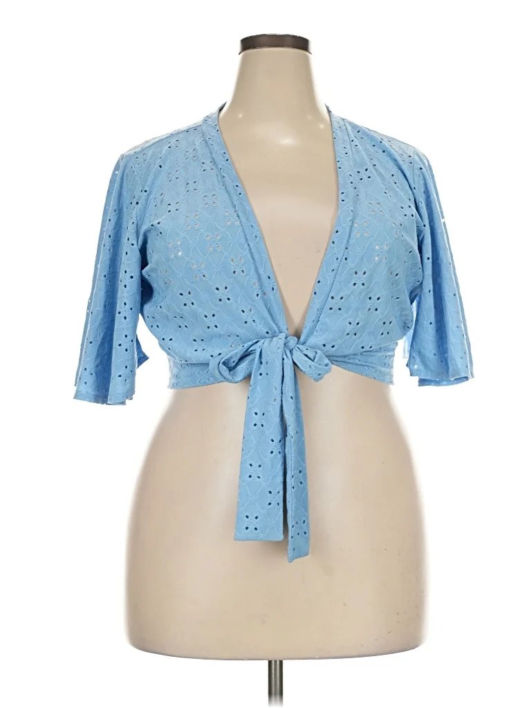 Heart of Haute Kimono: Blue Tops - Size 2X