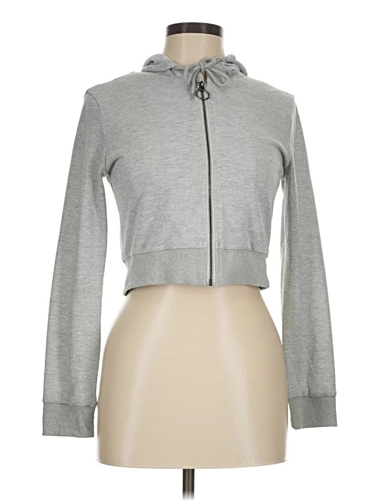 Dolcessa Swimwear Zip Up Hoodie: Gray Tops - Size Medium