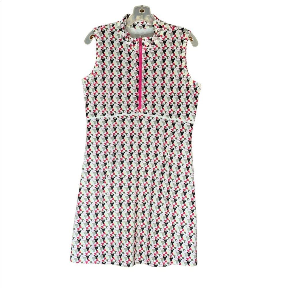 Gg Blue Carrie Triangle Patterned Sleeveless Golf Dress Nwt Size S