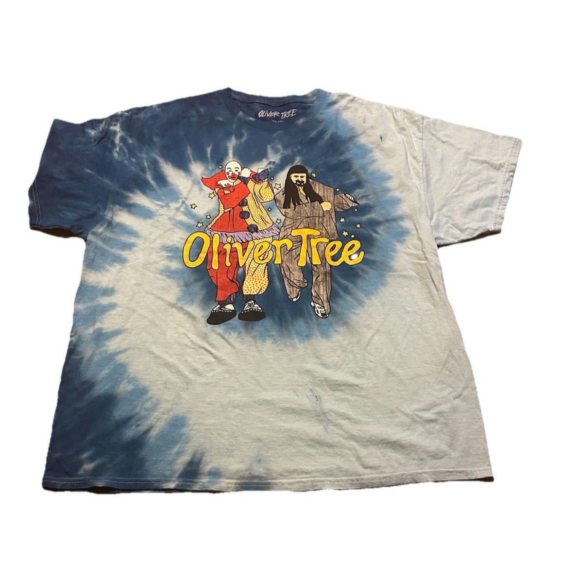 Oliver Tree Tie-Dye Graphic T-Shirt Xxl Blue Retro Clown Design 100% Cotton Nwot