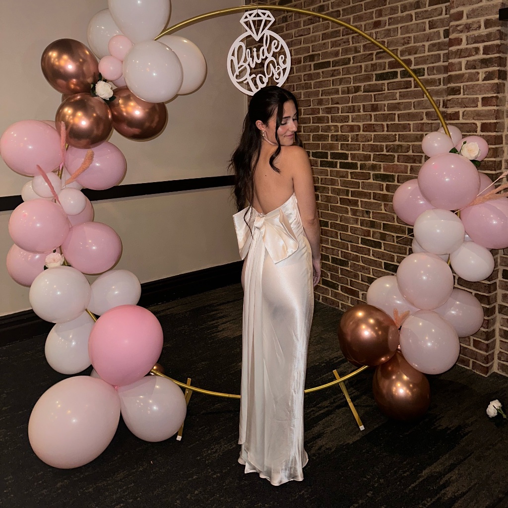 Meshki Bridal Rochelle Satin Maxi Bow Dress