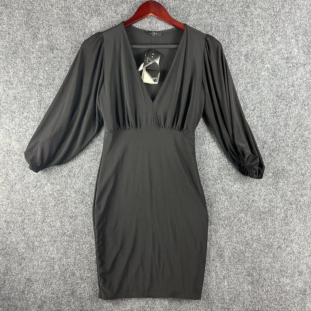 21 Saints Dress Womens Small Black Knit V Neck Pullover 3/4 Sleeve Lined New