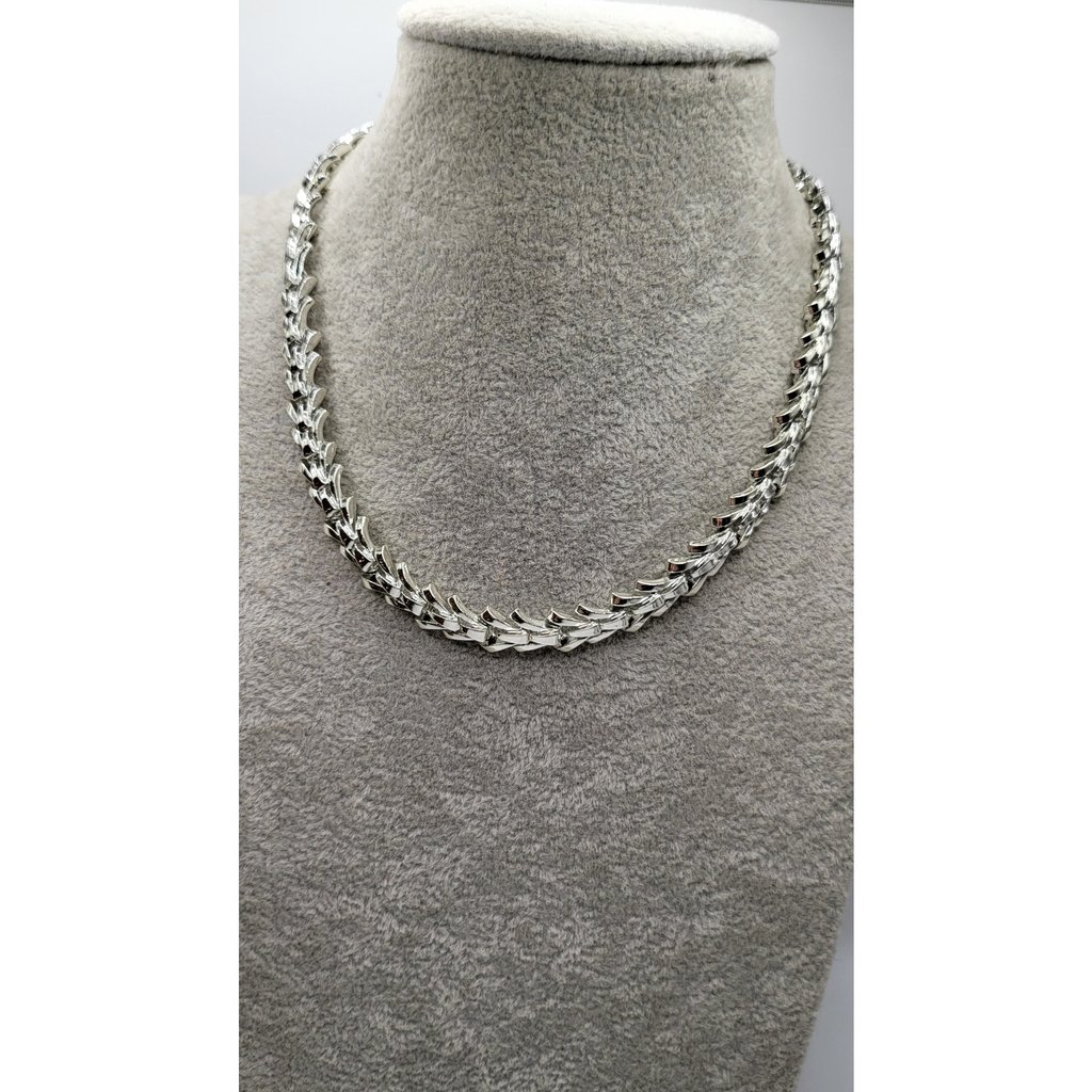 Vintage Longcraft Silver Tone Chevron Link Necklace Adjustable