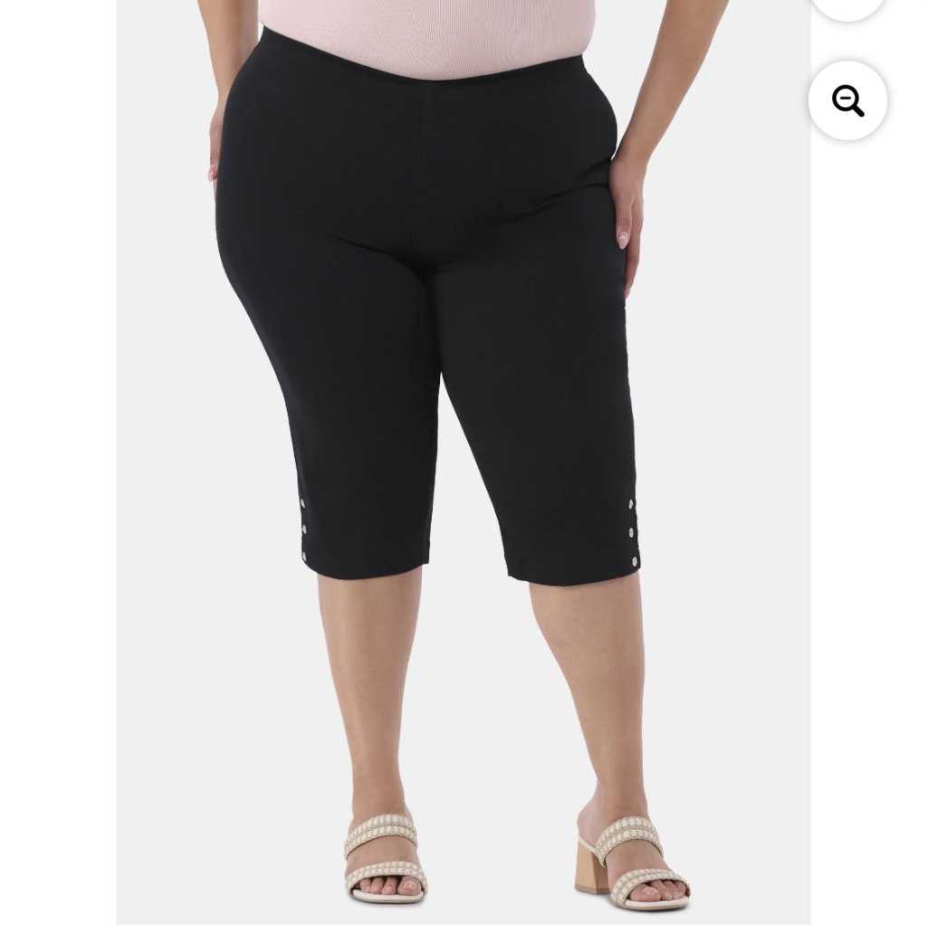 Just My Size Women’s Black Bling Tab Capris Size 0x Nwt
