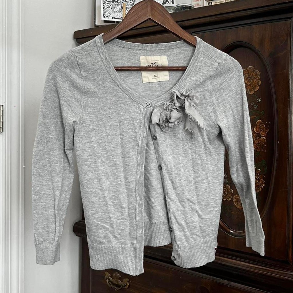 Hollister Grey Cardigan With Flower