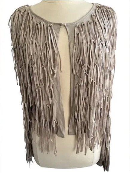 Inc International Concepts Taupe Fringe Top