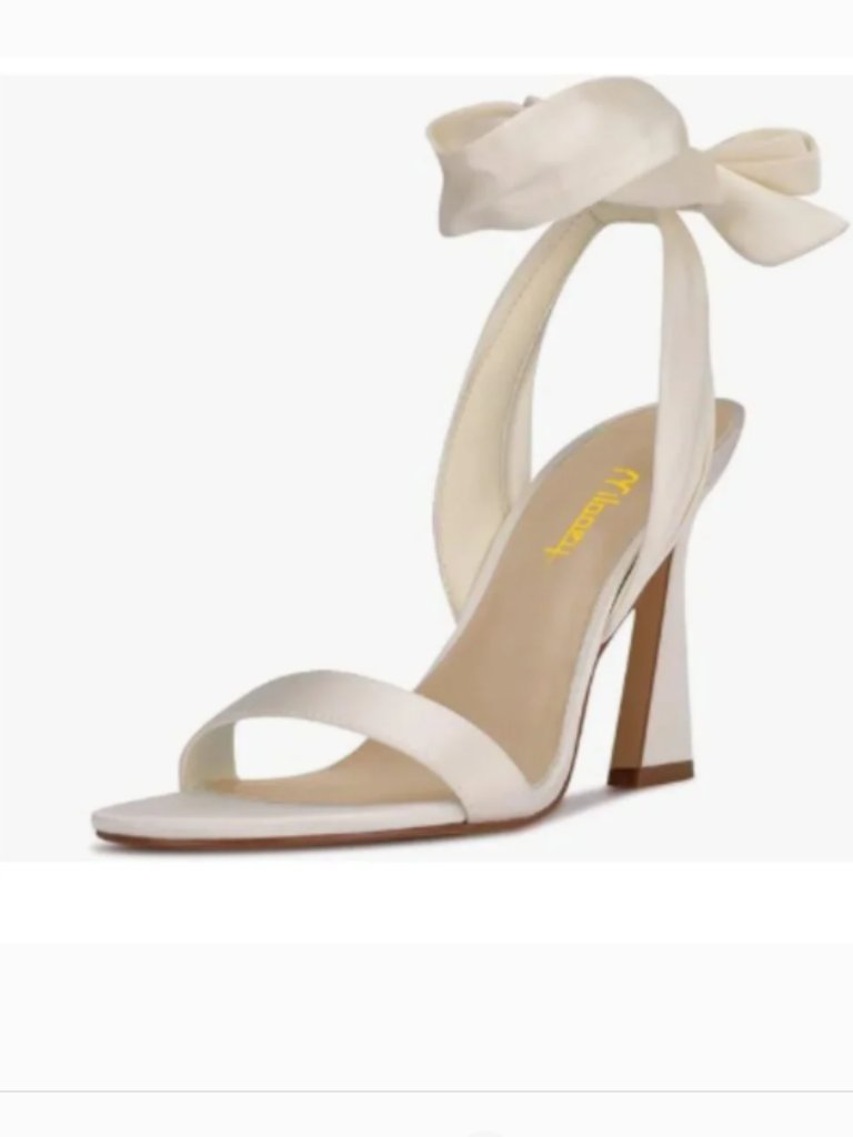 Milooey Shoes Beige Open Toe Strappy Lace Up Block High Heels Ankle Strap Sandal
